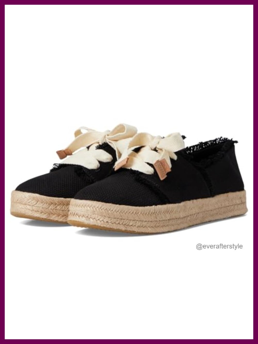 TOMS Carolina Lace-Up Espadrille Cotton Frayed Casual Shoes